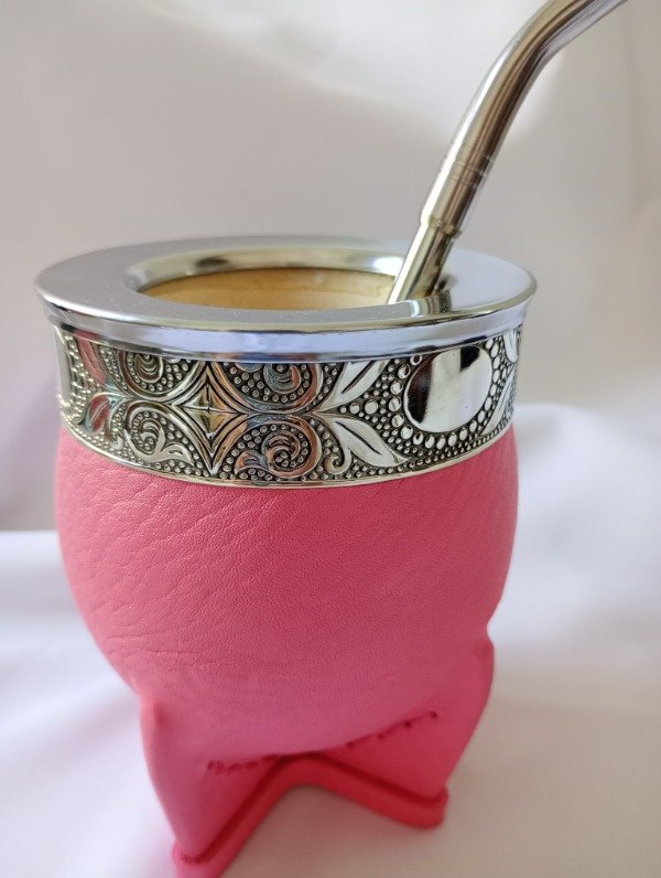 Producto - Mate imperial PREMIUM calabaza/cuero vacuno. Rosa II