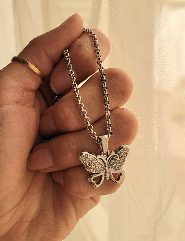 Producto - Collar mariposa cadena rolo AQ - 60 cm