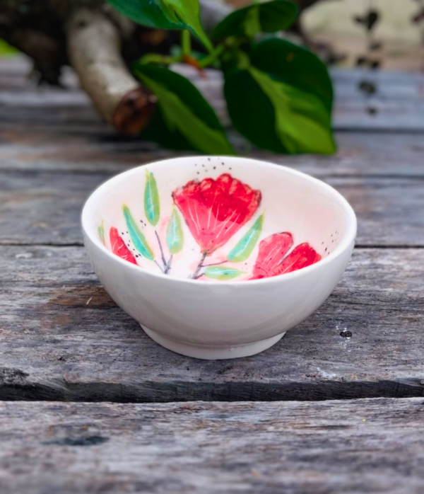 Producto - BOWL COMPOTERA CERAMICA - FLORES ROJAS