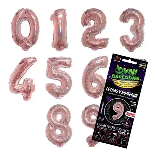Producto - GLOBO OVNI METALIZADO ROSA GOLD 14" NUMERO