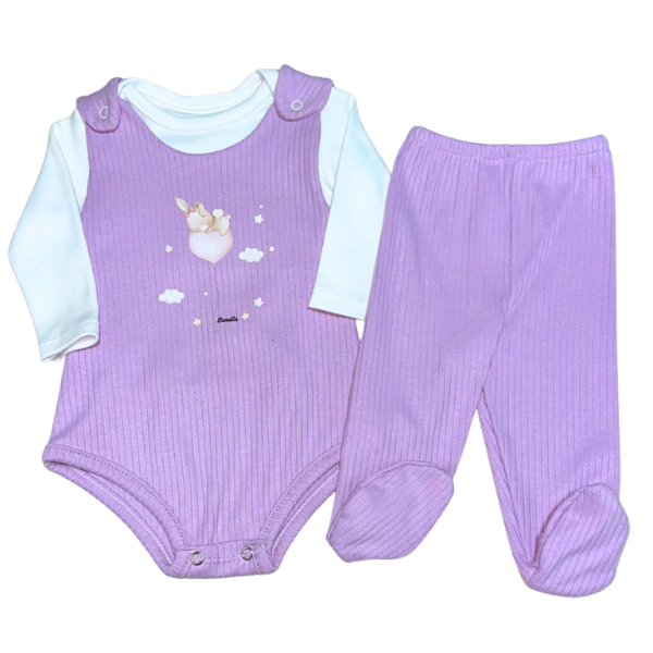 Producto - Set jardinero + body + pantalon lila