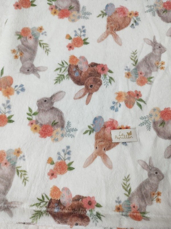 Producto - Manta polar Conejos y flores