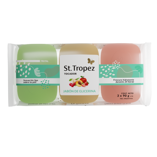 Producto - PACK X3u Jabon Glicerina Tricolor 90gr ST TROPEZ