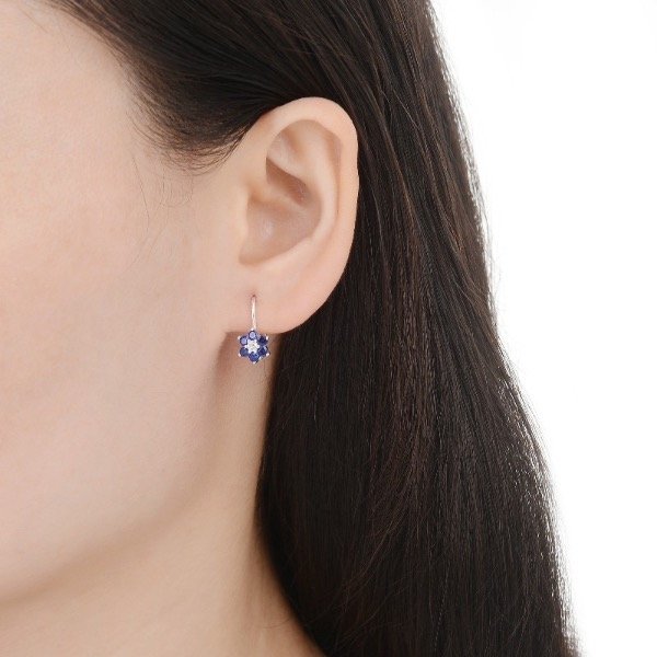 Producto - Aros Colgante Flor Azul - 1