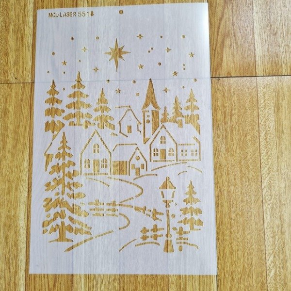 Producto - St 5518 de 20x30 cm Stencil Villa Navideña