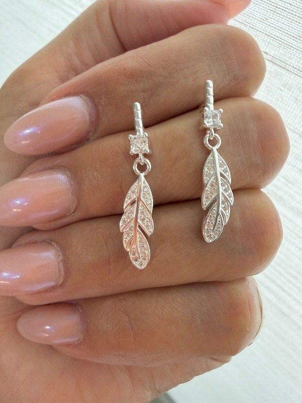 Producto - Aros colgantes plumitas plata 925