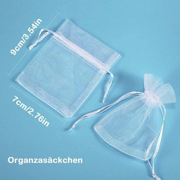 Producto - Bolsa de organza 7x9cm blanco x 10 unidades
