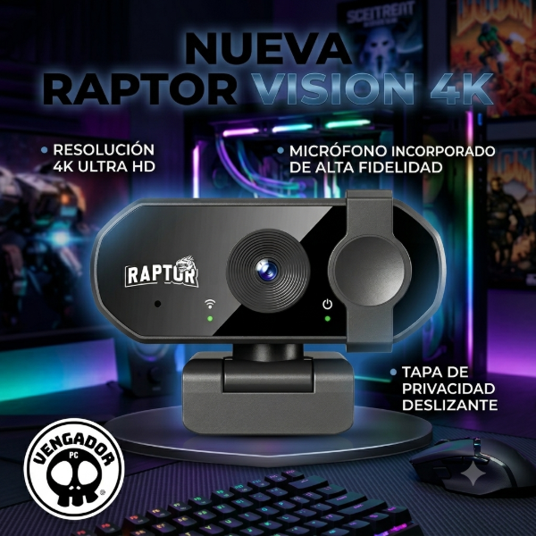 Producto - Web Cam Raptor Vision 4K c/microfono c/tapa