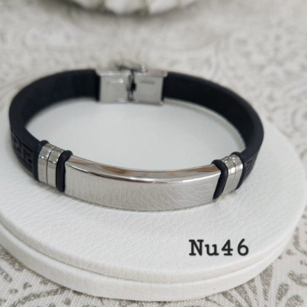 Producto - Pulsera centro chapa lisa malla negra
