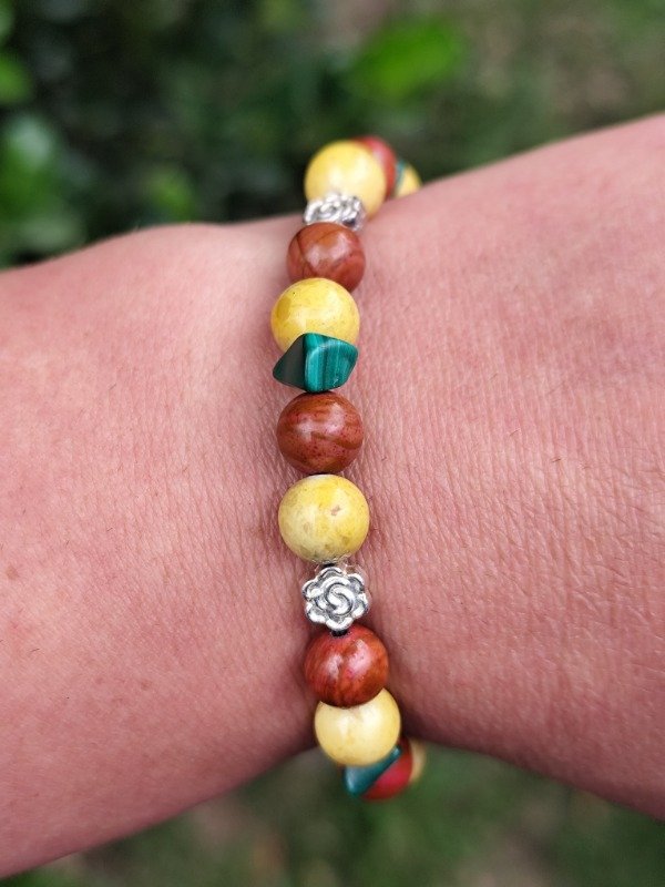 Producto - PULSERA MALAQUITA Y JASPE MOOKAITE - Sanación y Transformación