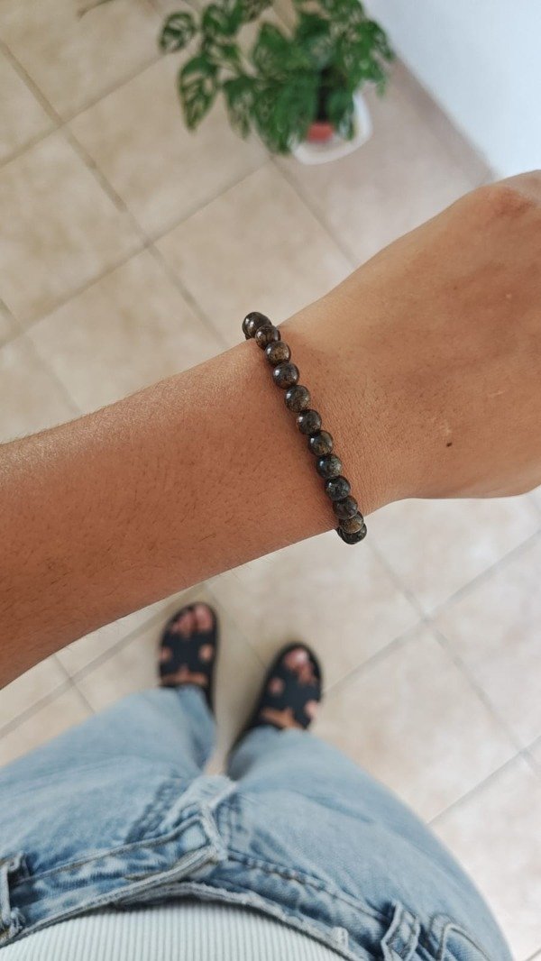 Producto - PULSERA ELÁSTICA BRONCITA. 6MM. PIEDRA NATURAL
