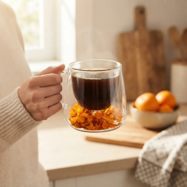 Producto - Taza De Vidrio Doble Pared Floreada Cafe Te 200ml Cristal - 2