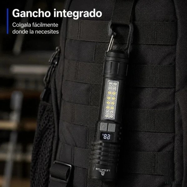 Producto - Linterna Mano Tactica Led P50 Legatus Recargable Display Carga - 2