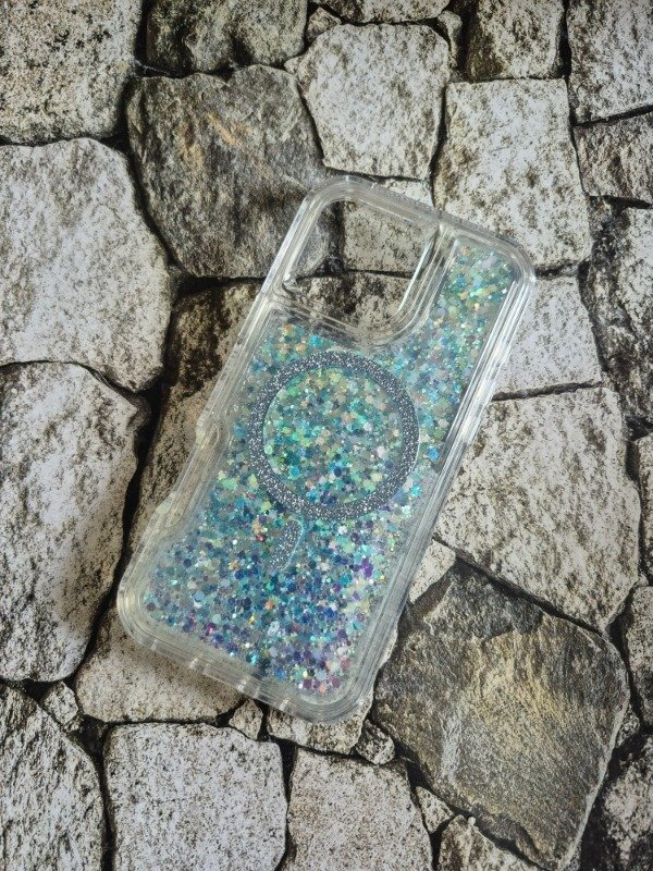 Producto - Funda bumper glam MagSafe Iphone 14 Pro Max celeste tornasol