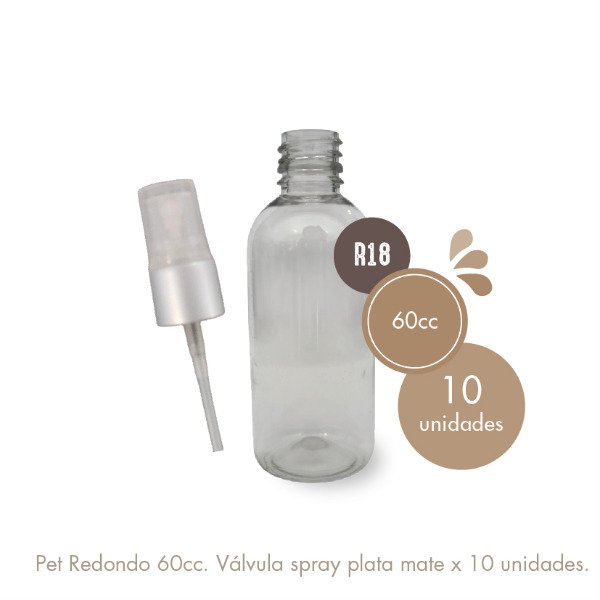 Producto - Pet Redondo 60cc válvula spray plata mate