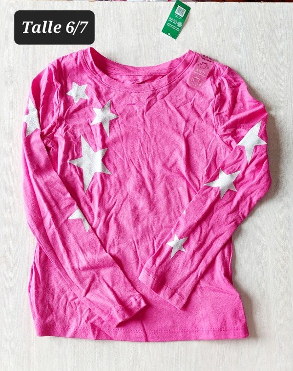 Remera manga larga gap talle 6/7 fuxia