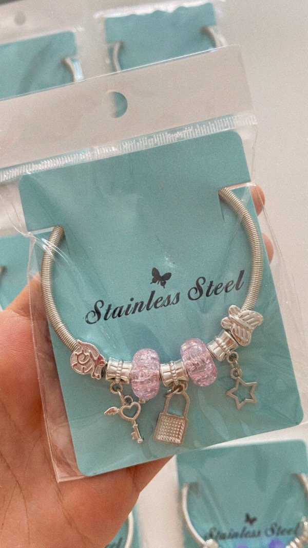 Producto - Pulsera simil Pandora. ACERO. Rosa claro