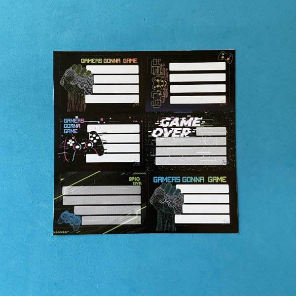Producto - Etiquetas Autoadhesivas Escolares 12u (Gamer)