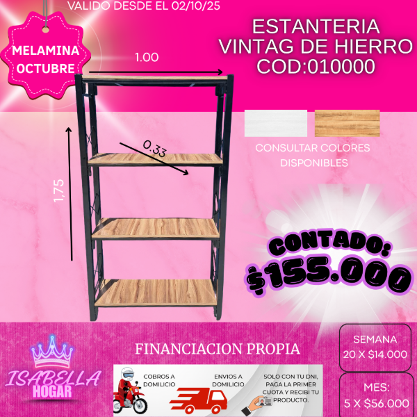 Producto - ESTANTERIA VINTAGE DE HIERRO COD:010000