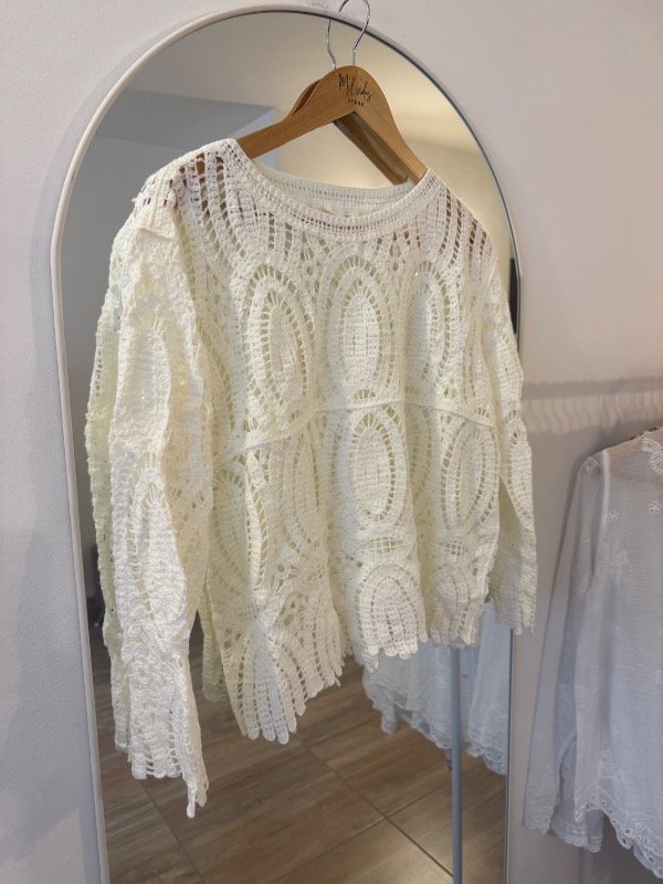 Producto - Sweater Roma hilo crochet crema - 1