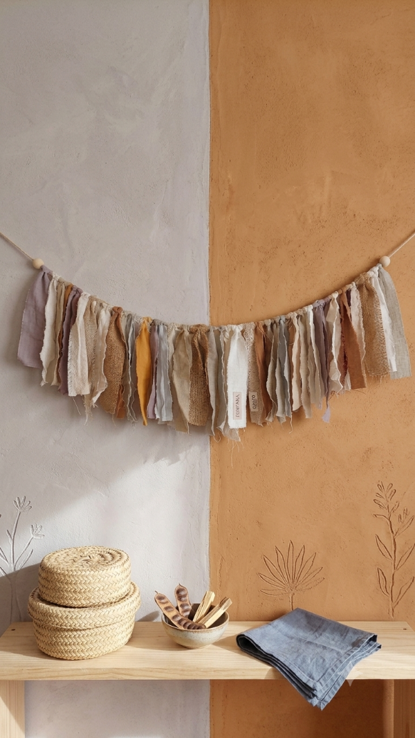 Producto - Guirnalda De Tela Tusor Banderin tiras Deco Rustico 70cm