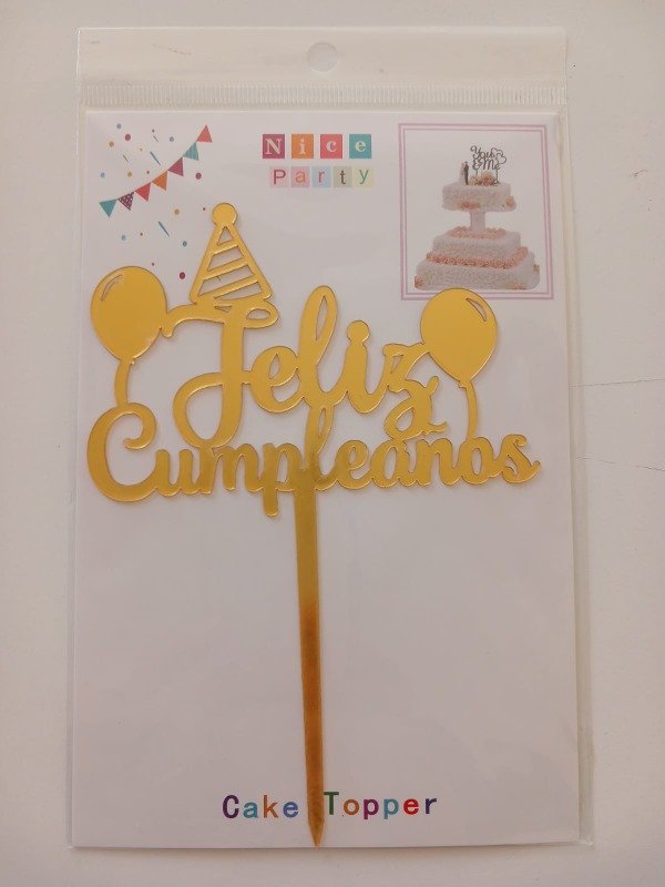 Producto - Cake Topper Acrílico "FC" Dorado M06