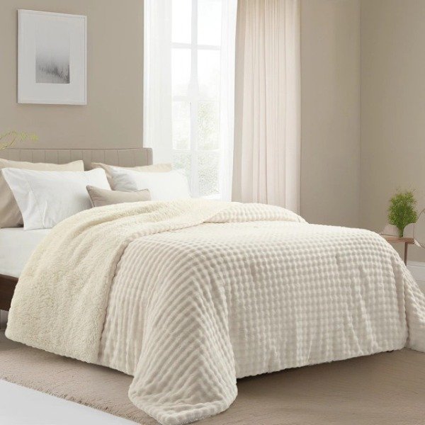 Producto - Edredón King Size Corderito Súper Premium con Efecto Ondas Natural