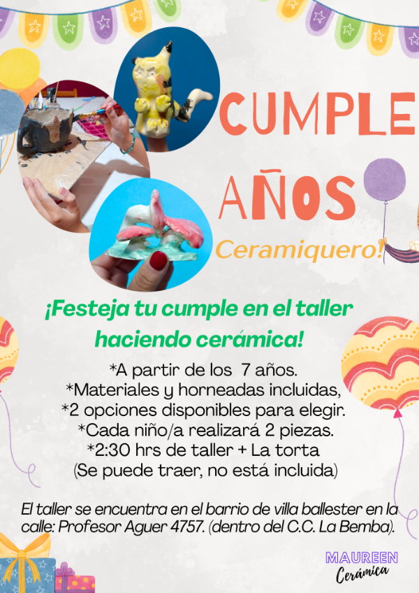Producto - Cumpleaños ceramiquero por el taller! (+7 años)