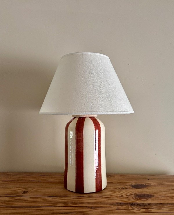 Producto - Lámpara Tambor Rayas marrón rojizo Grande- A PEDIDO