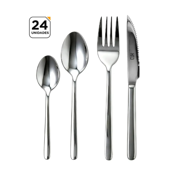 Producto - Juego de cubiertos 24 piezas -acero inoxidable 410SS -pulido espejo - 0