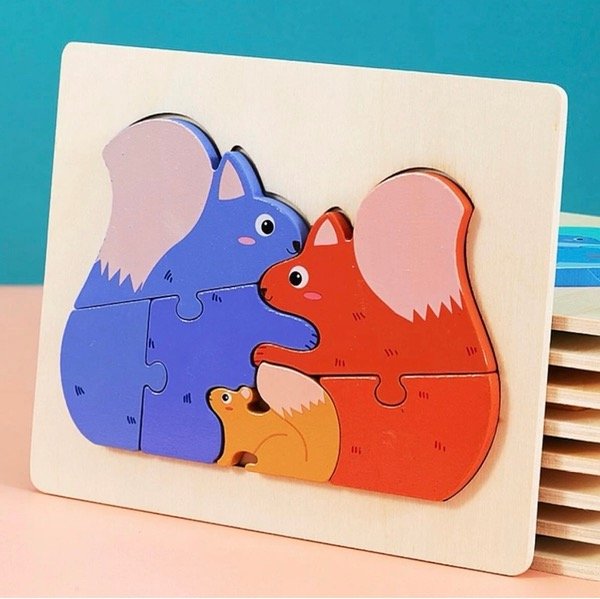 Producto - Rompecabeza de Madera - Familias animales Ardilla