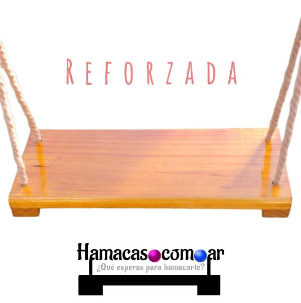 Producto - Hamaca de madera reforzada con 4 sogas de yute lista para colgar ENVÍO GRATIS
