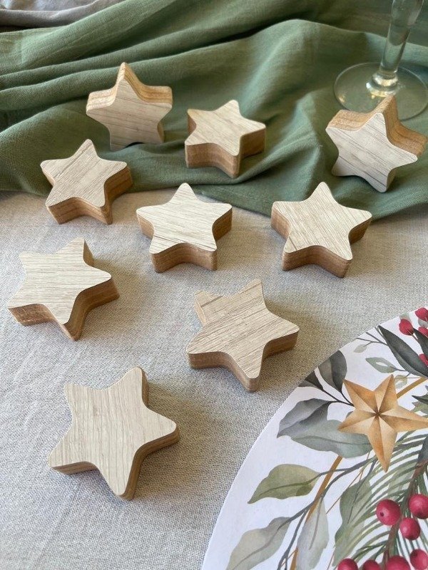 Producto - Figuras Decorativas Pack X 8 Mini Estrellas Madera Mdf