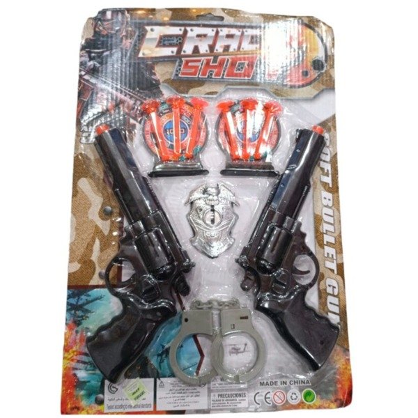 Producto - SET POLICIA REVOLVER X 2 CRACK SHOT 11PCS