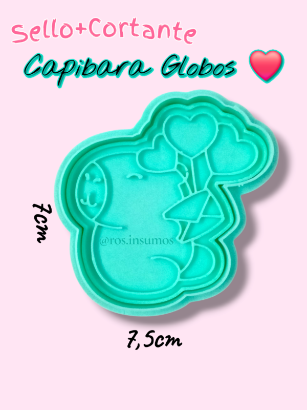 Producto - SELLO+CORTANTE CAPIBARA GLOBOS CORAZÓN