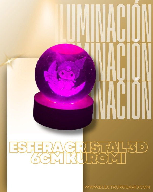 Producto - ESFERA CRISTAL 3D 6cm KUROMI