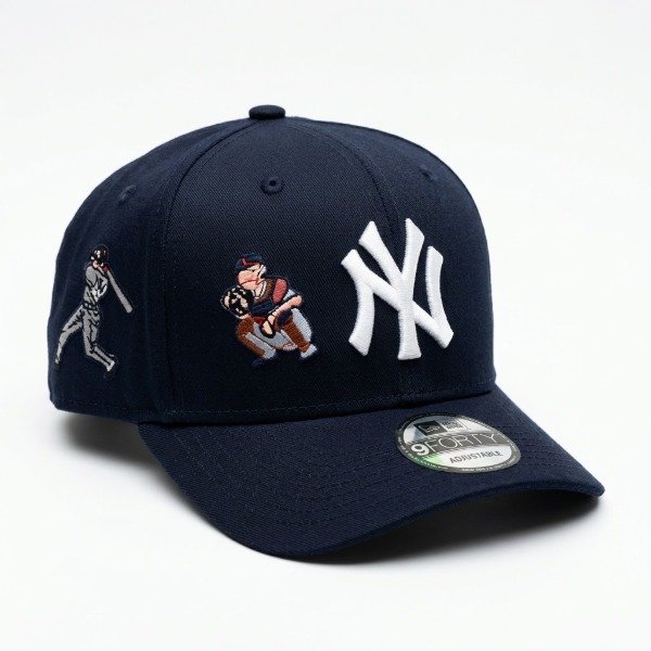 Producto - gorra ny curva azul marino logo blanco cátcher en frente
