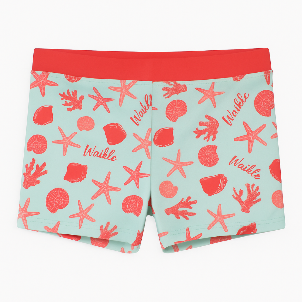 Producto - Boxer de Baño Celeste y Rojo