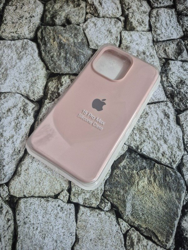 Producto - Funda silicone case con logo Iphone 15 Pro Max rosa viejo