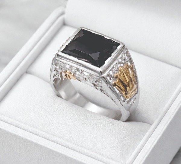 Producto - Anillo Sello Plata y Oro (A-073 N)