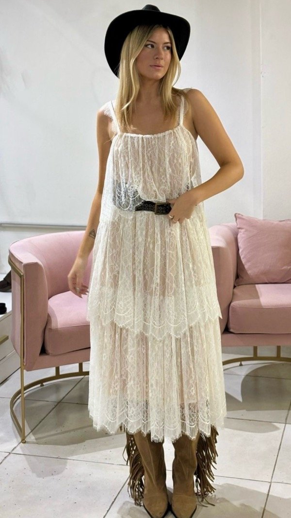 Producto - Vestido Encaje Corte Midi - 1