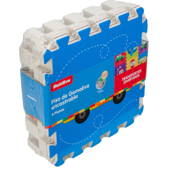 Producto - Multieva Piso de goma Transportes Divertidos 9 piezas + bordes