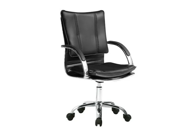 Producto - Silla oficina -apoyabrazos metalico -5 ruedas -tapizado simil cuero -ergonomica