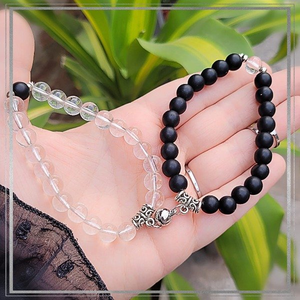 Producto - Pulsera compartir bolitas transparente y negra (bolita)