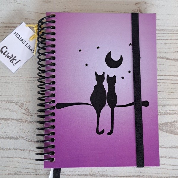 Producto - Cuaderno A6 espiral Gato Silueta Liso