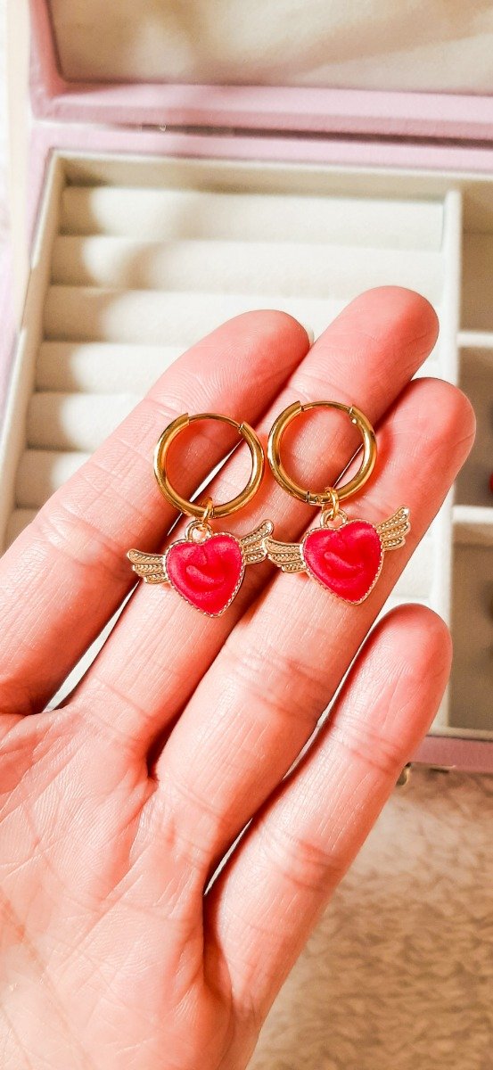 Producto - Aros corazón con alas