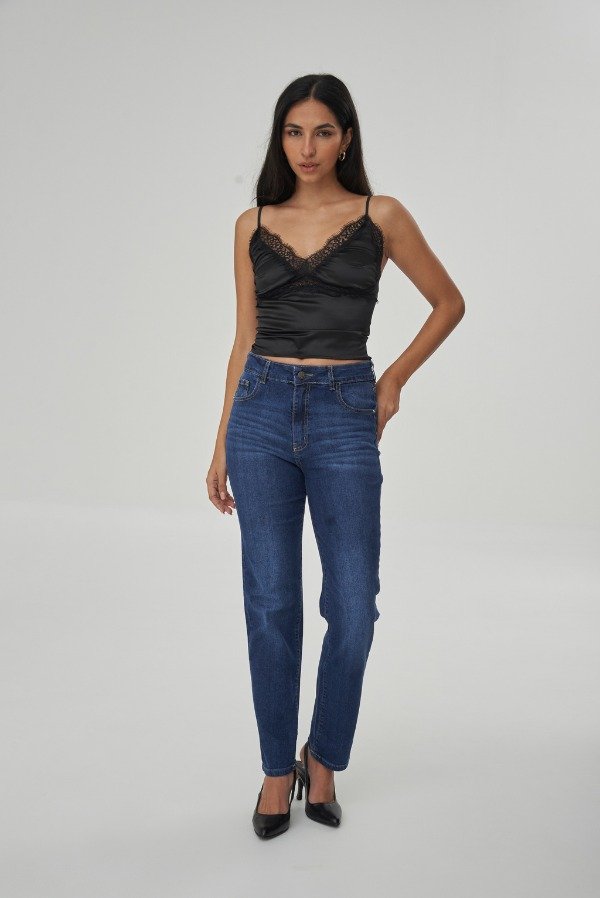 Producto - JEAN RECTO LUA CON BIGOTES AZUL - 0