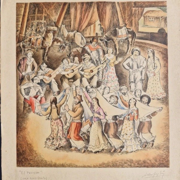 Producto - Melgarejo Muñoz, Wladimiro - El pericón (viejo circo criollo), tinta y acuarela - 2