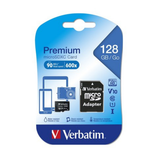 Producto - MEMORIA MICRO SD 128GB CLASE10 C/ADAPTADOR - 44085 VERBATIM