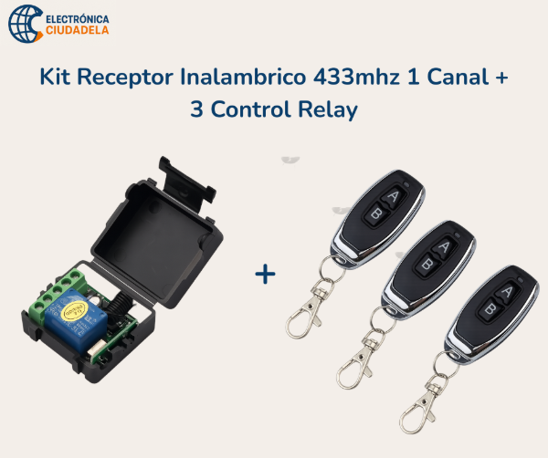 Producto - Kit Receptor Inalámbrico 433mhz 1 Canal + 3 Control Relay